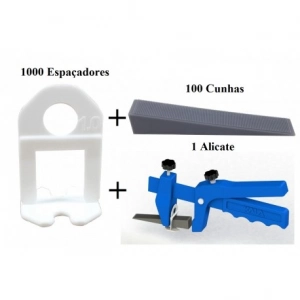 Kit nivelador de porcelanato 1000 clips 1,00mm + 100 cunhas + 1 alicates