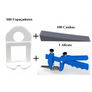 Kit nivelador de porcelanato 500 clips 1,00mm + 100 cunhas + 1 alicate