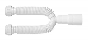 Sifão tubo extensível duplo universal branco