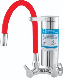 Purificador de água flex color vermelho com filtro ABS 1/4 volta 2174 C55