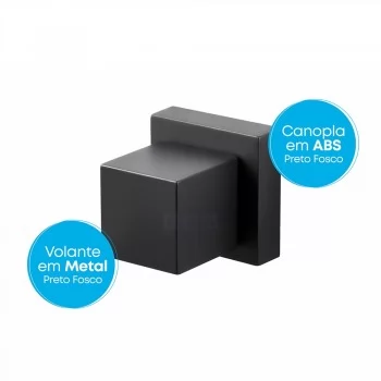 Acabamento Registro Quadrado Preto + Conversor Para Docol
